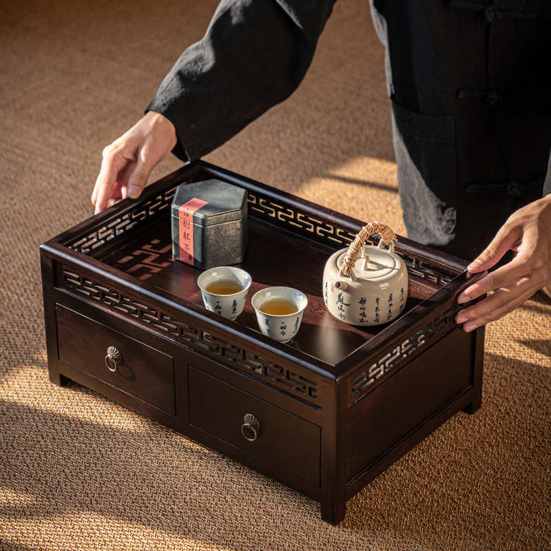 创意泡茶具收纳柜竹制茶柜家用茶室复古储物收纳煮茶水台茶道柜子