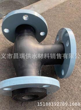 三通胶接头法兰式三通橡胶软连接胀膨节XJJT2020DN5橡0/65/80减补