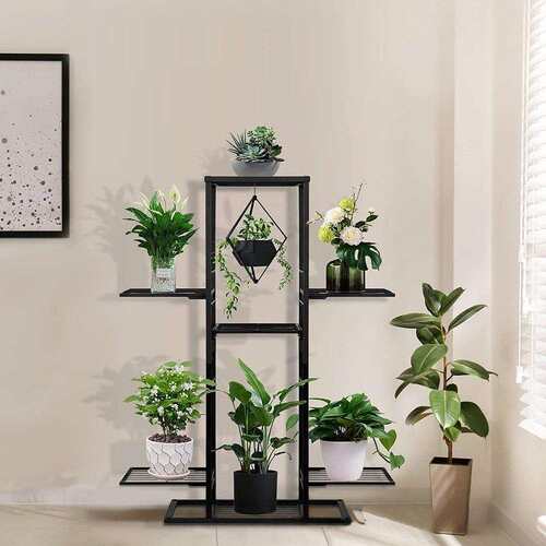 金属植物支架室内室外多层花架子高大型植物架,5 层 7 盆植物架