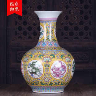釉上彩九龙赏瓶大号陶瓷花瓶家居摆件 陶瓷工艺品景德镇厂家批发