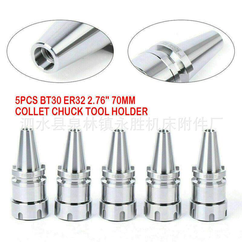 5个BT30-ER32夹头卡盘工具架2.76英寸/70毫米长度平衡12000RPM