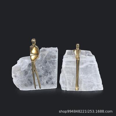 轻奢小铜人晶石别墅饰品样板间装饰软装玄关客厅电视柜书房摆件