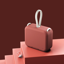 澎狮背夹式充电宝自带双线折叠适用于苹果安卓type-c便携小巧迷你手提包女生ip14创意支架网红移动电源