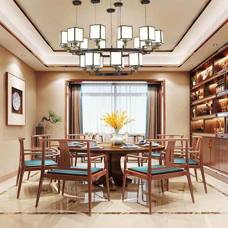 新中具式圆形餐厅灯吊灯厢包间主灯酒楼饭厅宴会厅酒879店大包吊