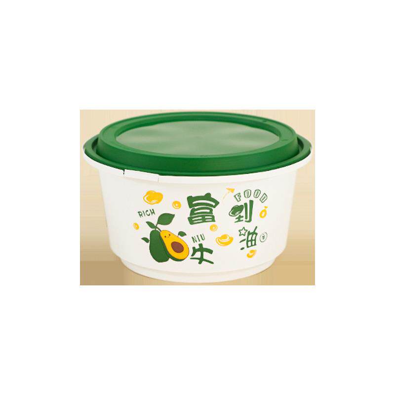 防盗锁扣餐盒一次性加厚抗压不易变形密封可爱富到牛油一次性餐盒
