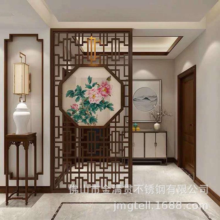 玫瑰金不锈钢屏风 拉丝黑钛金不锈钢隔断 镜面钛金不锈钢镂空花格