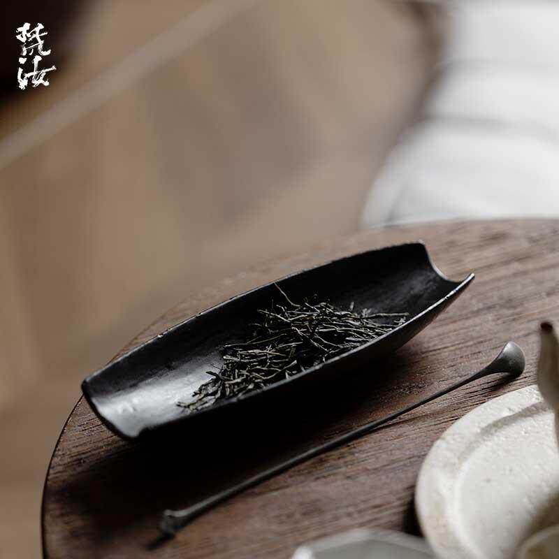 梵汝日式纯手工陶土归舟茶则茶拨一套茶道赏茶荷六君子茶具配件
