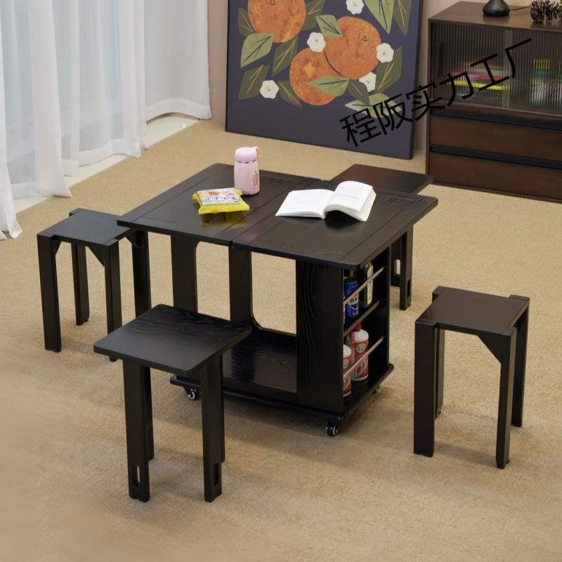 掼蛋桌实木移动边几茶几客厅沙发边柜阳台小推车折叠简约多用途桌