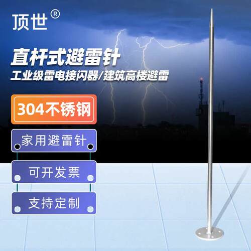 顶世DS-ZD0.8直杆式避雷针不锈钢户外接闪器家用屋顶室外工业级