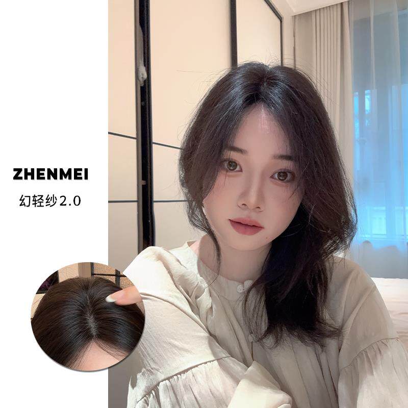 臻美假发-幻轻纱7x12头顶假发片女双递针全真发隐形无痕轻薄发片