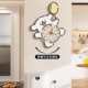 奶油风线条小狗挂钟客厅2025新款 家用餐厅钟表免打孔创意时钟挂墙
