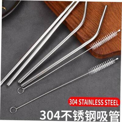8 pcs metal drinking straw reusable straws 3 cleaner brush