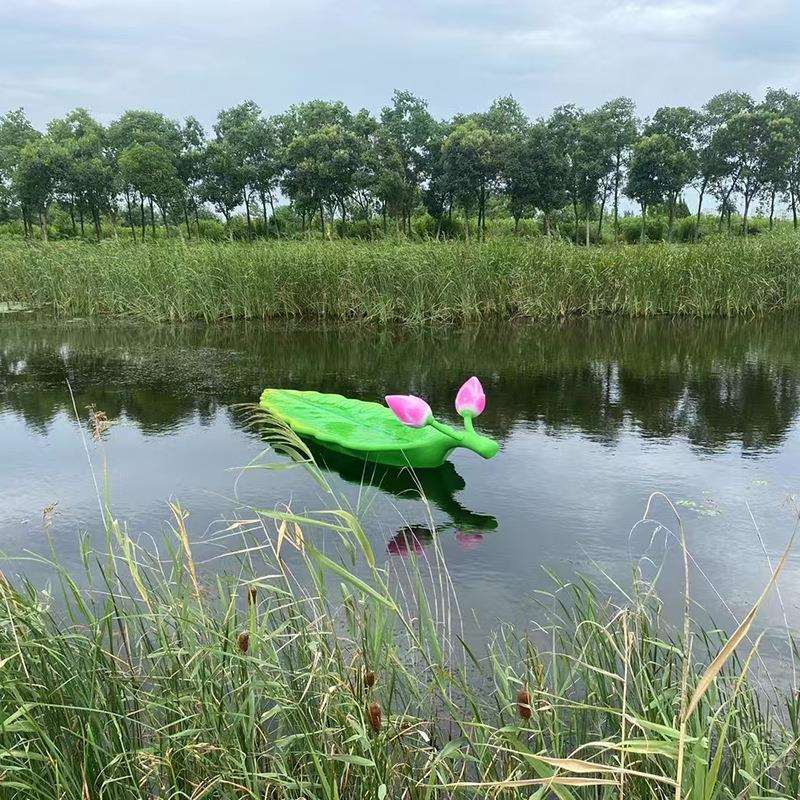 玻璃钢树脂树叶船雕塑户外水景船模型水景荷叶雕塑装饰品摆件