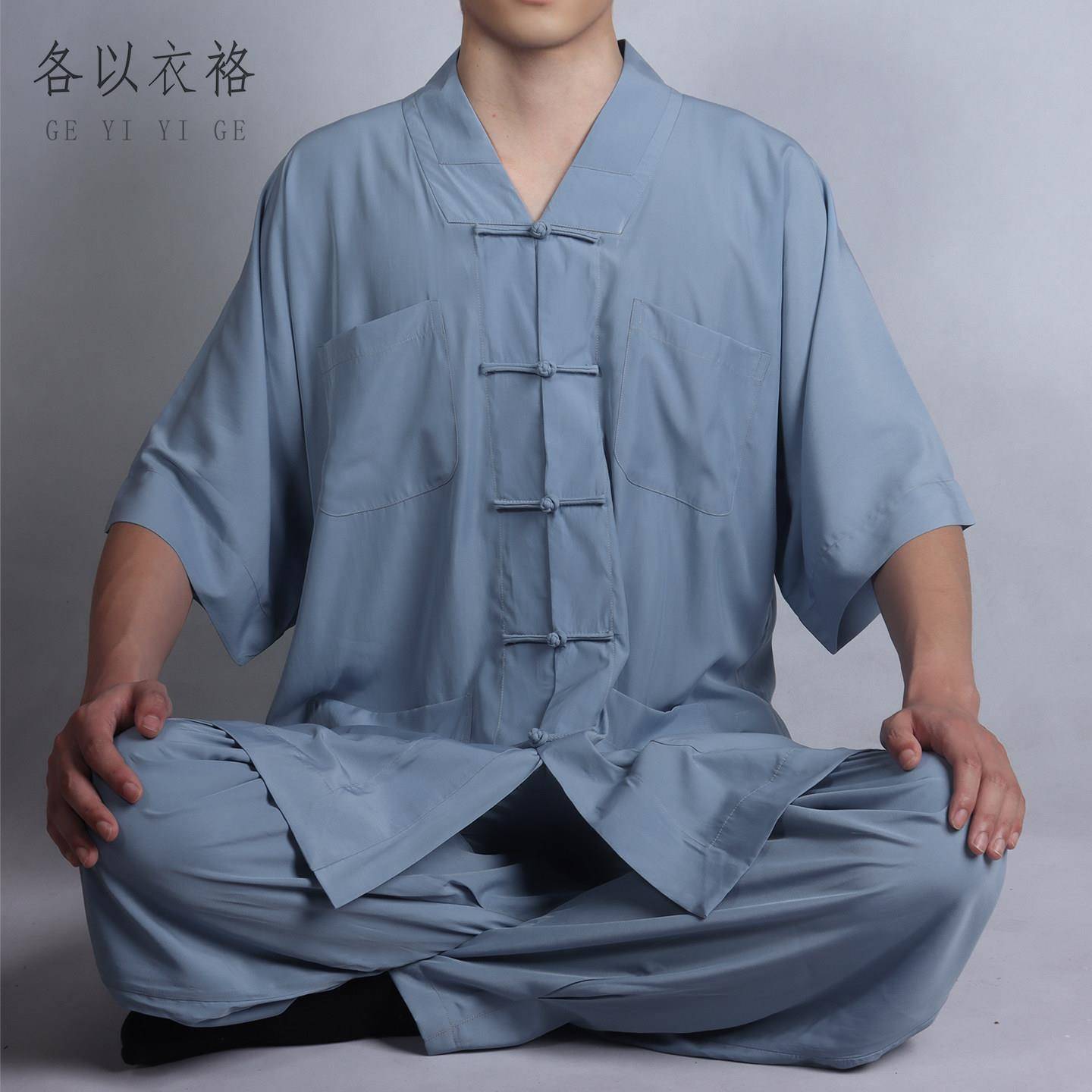 夏季冰丝僧服短袖套装不褪色不缩水薄款僧衣短褂和尚服免绑腿小褂