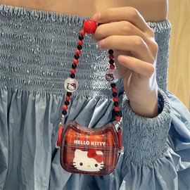 日韩ins风可爱卡通创意个性包包造型红格纹，hellokitty凯蒂猫适用苹果airpods123无线蓝牙耳机保护套pro二代