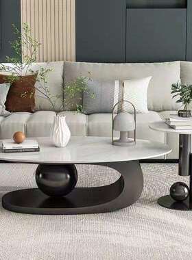 TVP轻奢小岩户型板椭圆形茶几出租房茶几家用网客用厅爆款桌子红