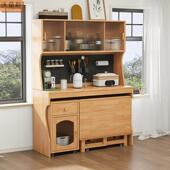 %实木多ZDZ功家用小餐桌餐桌能体餐边储物折叠桌椅组合柜小户型一