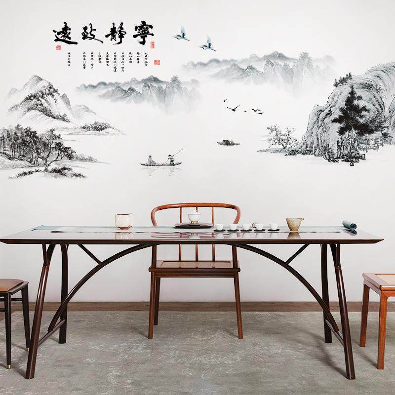 旅康CH69090宁静致远山水画水墨风景画家居墙面美化装饰壁纸贴画