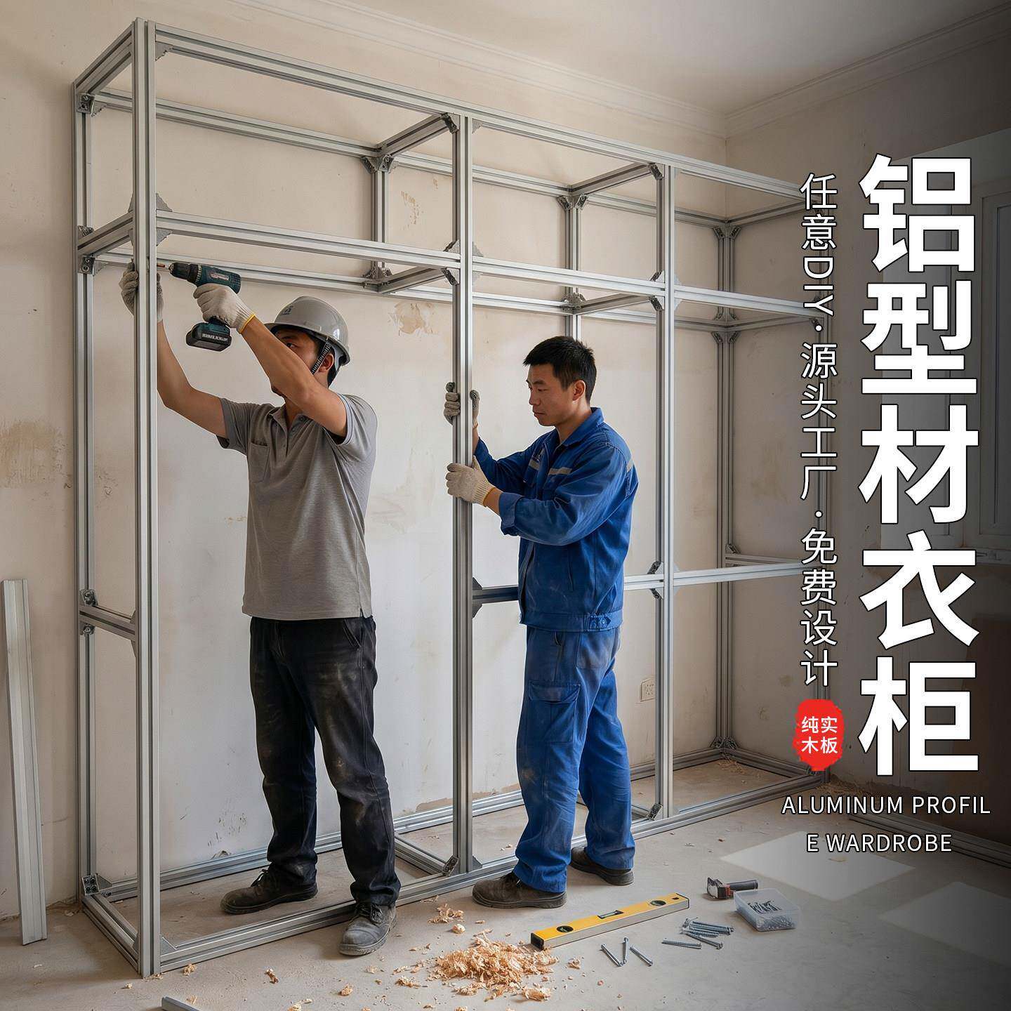 铝型材衣柜定制铝合金置物架橱柜金属衣柜衣帽间收纳柜挂衣柜定制