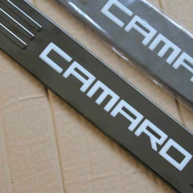 和迈踏板科钢带罗camarocamaro迎宾黑色条门槛 不锈灯银色