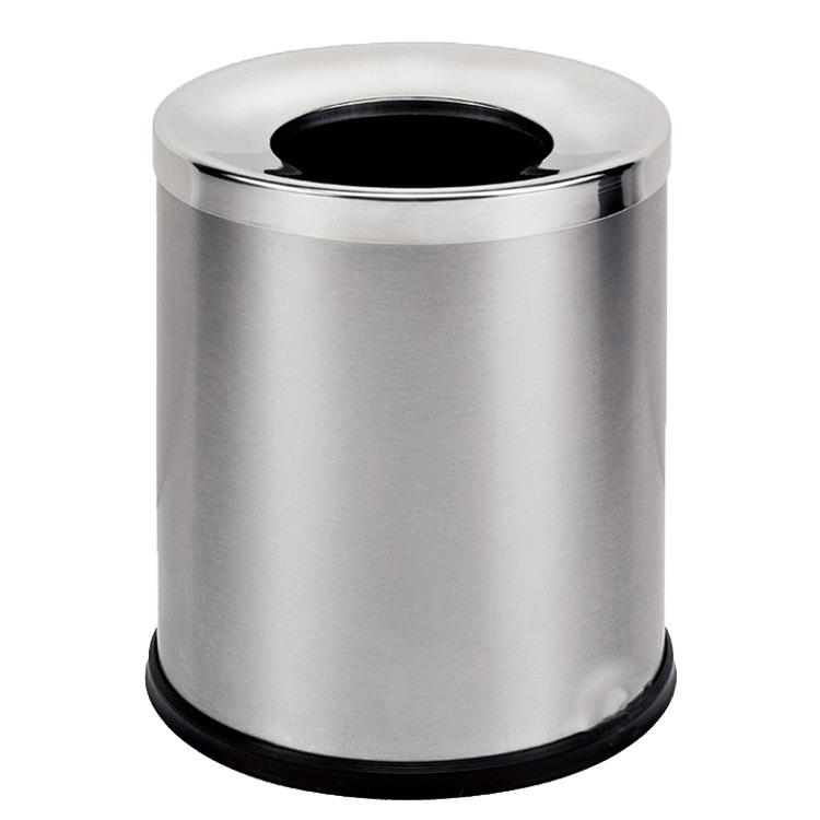 GPX-177A无盖12L不锈钢黑色家用房间桶垃圾桶圆形斜口酒店客房桶