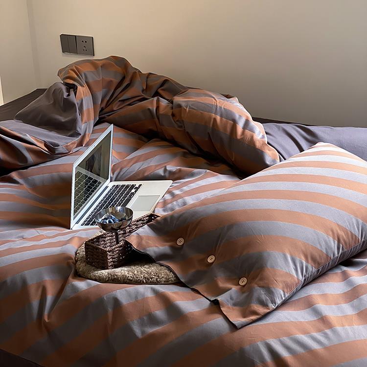 高档年轻提主义高秋色织纯棉磨毛床上四件套春床笠花全棉被套档床