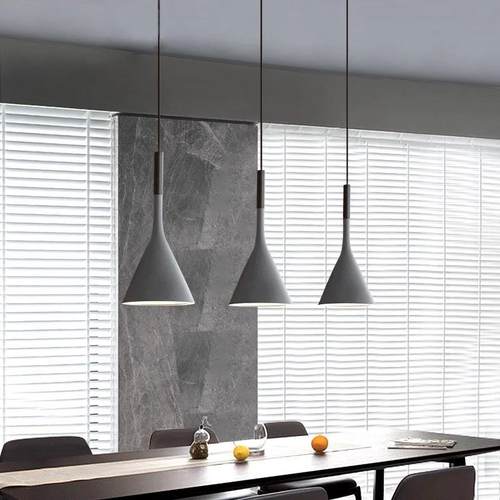 北欧工业风极简铝材餐厅吊灯创意个性餐厅吧台咖啡厅奶茶店喇叭灯