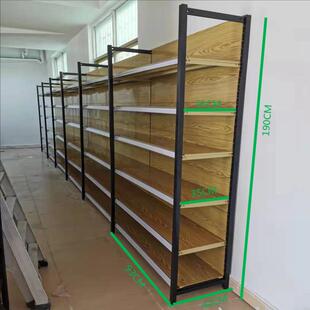 精品饰品陈列超市货架仿木纹转印新款单双面置物展示四柱货架15