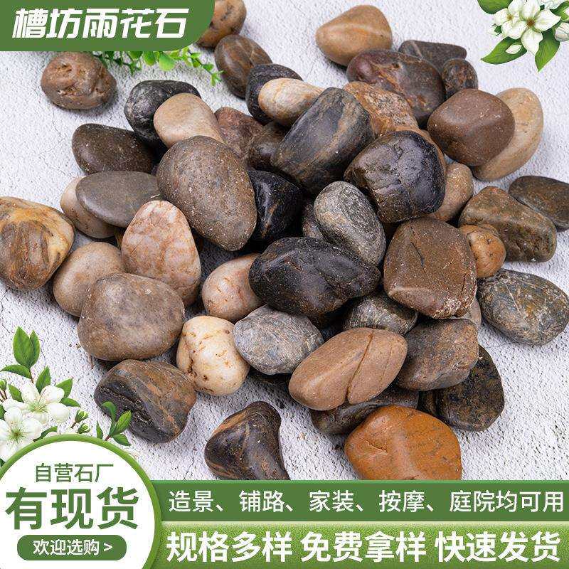 杂色鹅卵石厂家砾石雪花园林庭院家装铺面按摩造景石头原石子