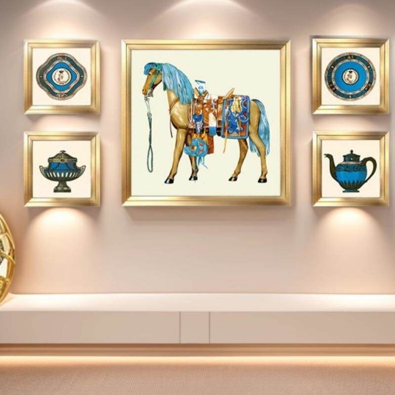 欧式别墅组合装饰画美式客厅挂画沙发背景墙壁画样板房油画墙画