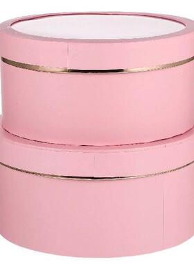 Empty Round Paper Gift Boxes Window Type Holes for Flowers