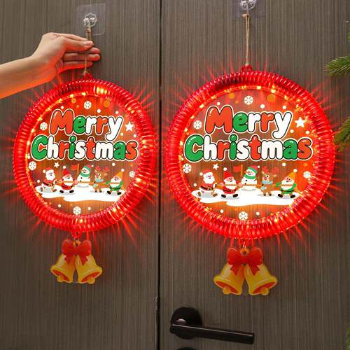 发光christmas跑马挂件灯圣诞节装饰品氛围室内门上场景布置用品