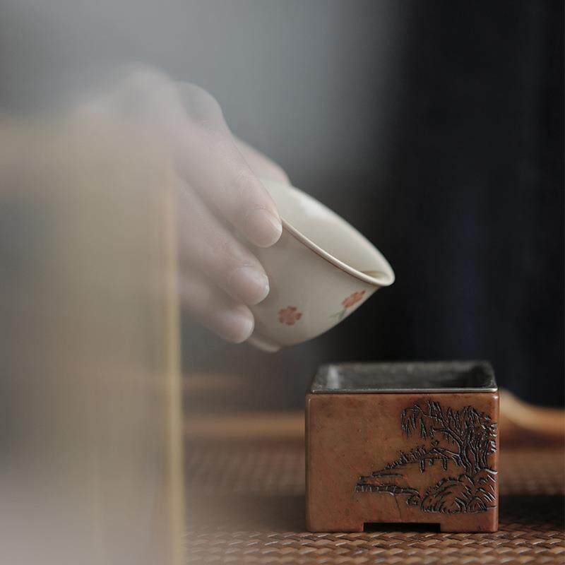 寿山石建水茶洗茶水碗茶道用具茶道零配茶渣桶水盂文玩摆件
