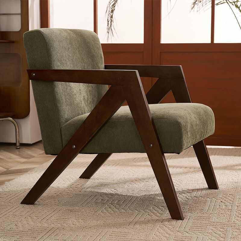 单人沙发椅实木复古阳台家用民宿酒店客厅会客洽谈休闲侘寂风椅子