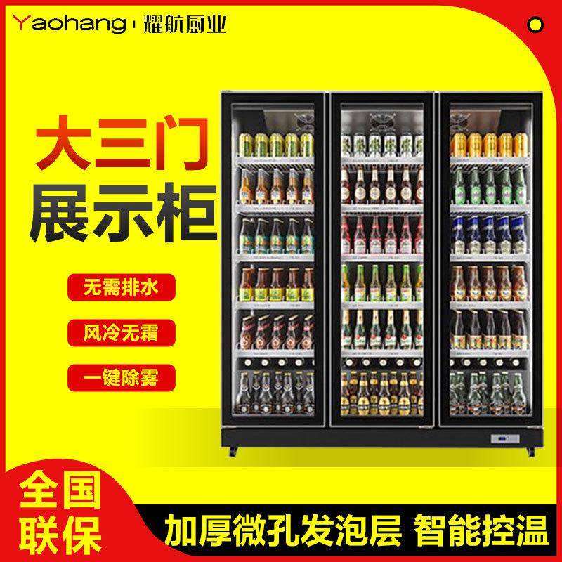 网红啤酒饮料酒水展示柜单双门冷藏商用冰柜酒吧超市三门立式冰箱