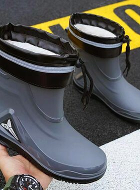 厨房女士防水防滑雨鞋冬季钓鱼鞋长筒暴雨专用雨鞋休闲骑行登山
