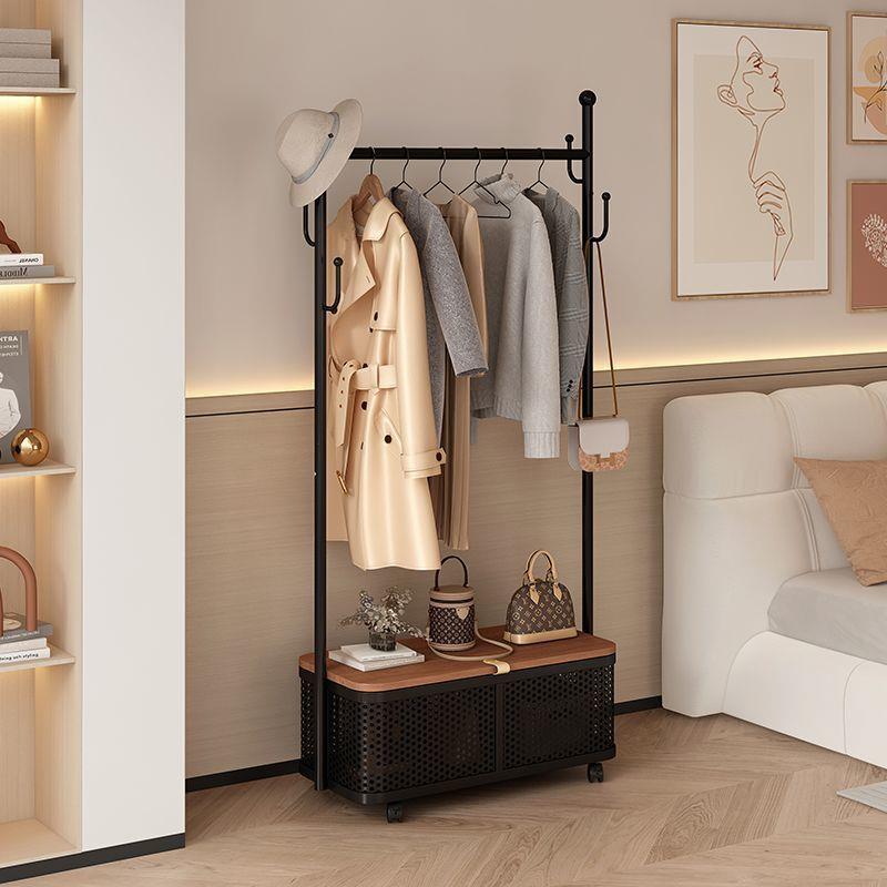 衣帽架奶油衣架卧室落地简约简易多功能移动挂衣架家用衣服收纳架