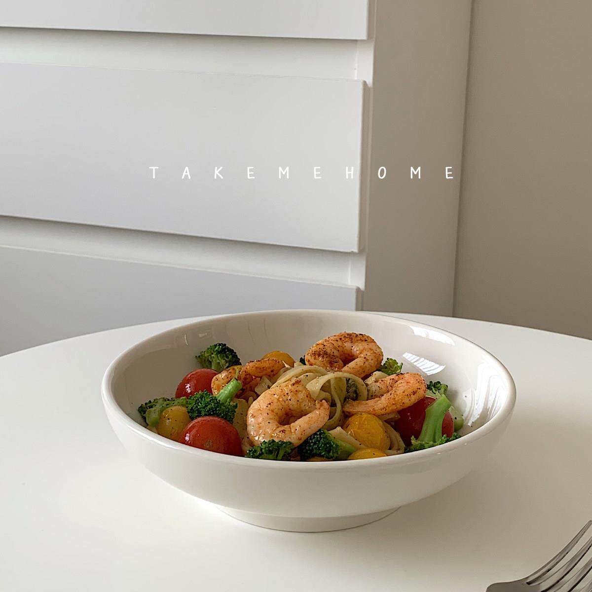 takemehome乳白家用好看的意面咖喱饭碗菜盘子碗时尚深盘brunch碗