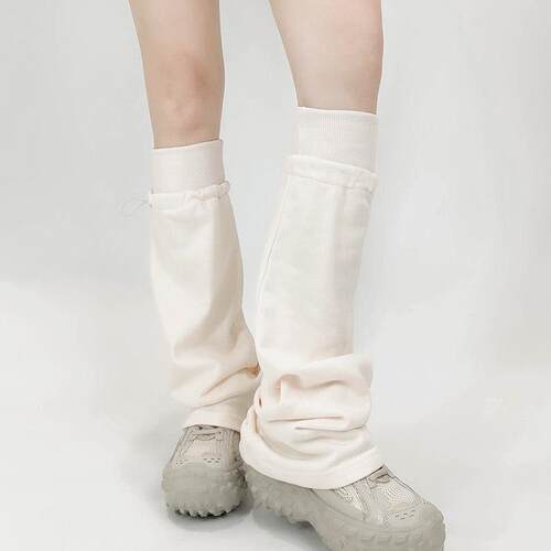 韩版同款搭配袜套女长筒秋冬季抽拉绳y2k辣妹风小腿套泡泡袜ins款