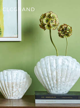 花瓶古风装软花瓶家居手工琉璃摆件中花瓶插花贝壳玻璃水培器