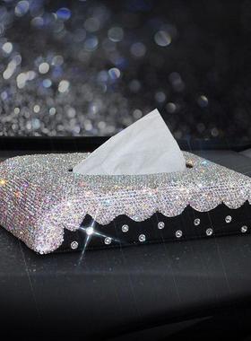 BKO镶钻座车载式巾盒汽套车摆件装饰钻纸石车用纸巾盒女汽车内饰