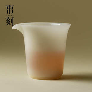 束刻冰种玉瓷高颜值公道杯高端中国白分茶器功夫茶具精致茶海公杯