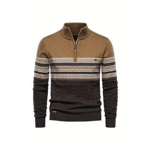 I 15371 High Collar Half Zip Sweater 立领半拉链毛衣