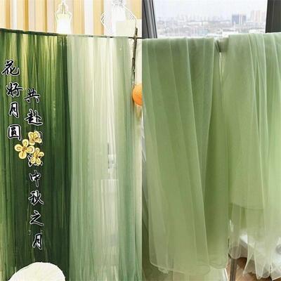 东方美学绿色古风雅静布置纱幔幼儿园环创纱布料汉服柔软装饰网纱