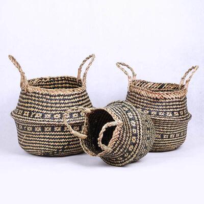 Nordic ins straw basket home green plant piano leaf fig turt