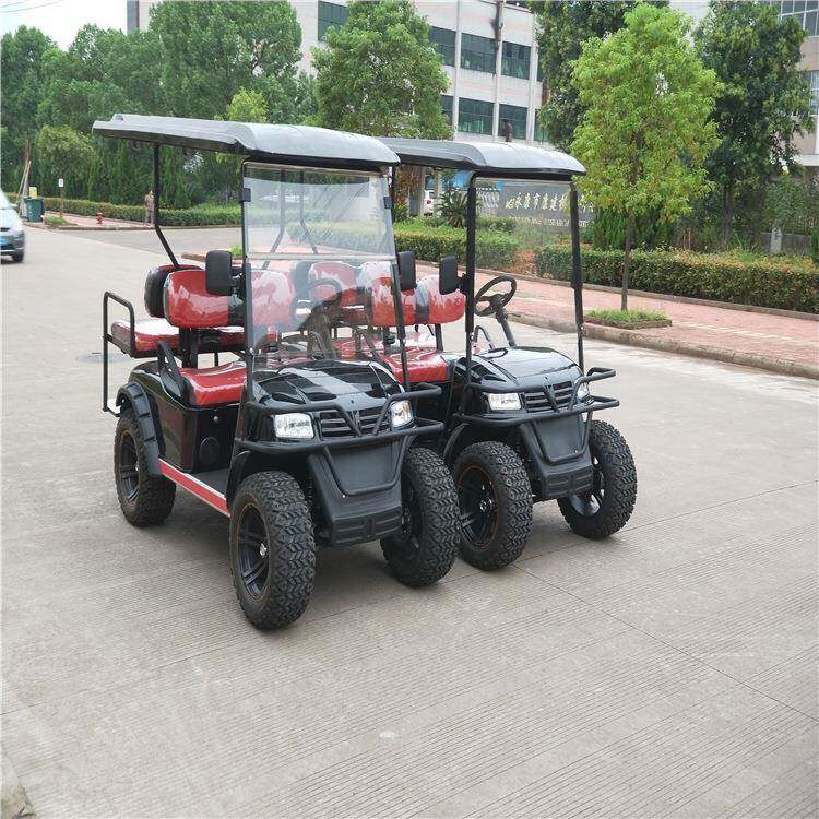 黑色打猎款油电两用00cc排量全地形四轮四座越野燃油高尔夫球车