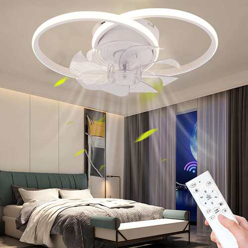 新款全光谱双圆风扇灯护眼现代简约led吊灯一体餐厅卧室全屋套餐