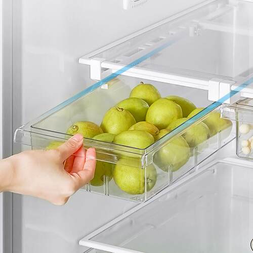 批发冰箱悬挂收纳盒冷冻食品储物盒分格整理盒抽屉式蔬菜水果保鲜
