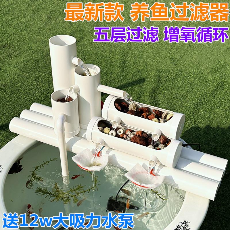 养鱼三合一净水过滤泵循环系统鱼缸喷泉增氧过滤家用造景流水摆件