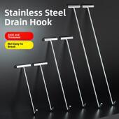 下水道钩不锈钢井盖钩拉钩卷帘门钩多功能长杆拉货铁钩工具